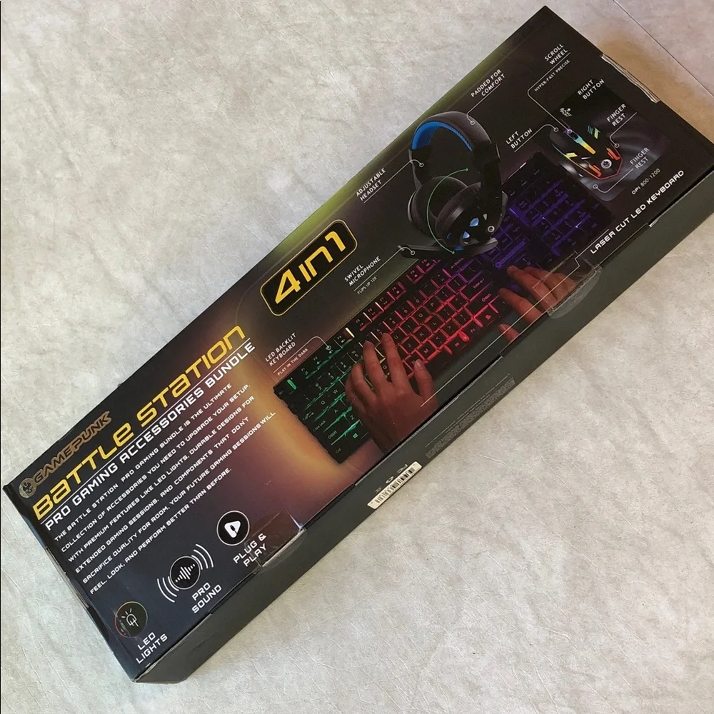 Game Punk 4In1 Pro Gaming Accessories Bundle Keyboard, Mouse, Headset, Mousepad